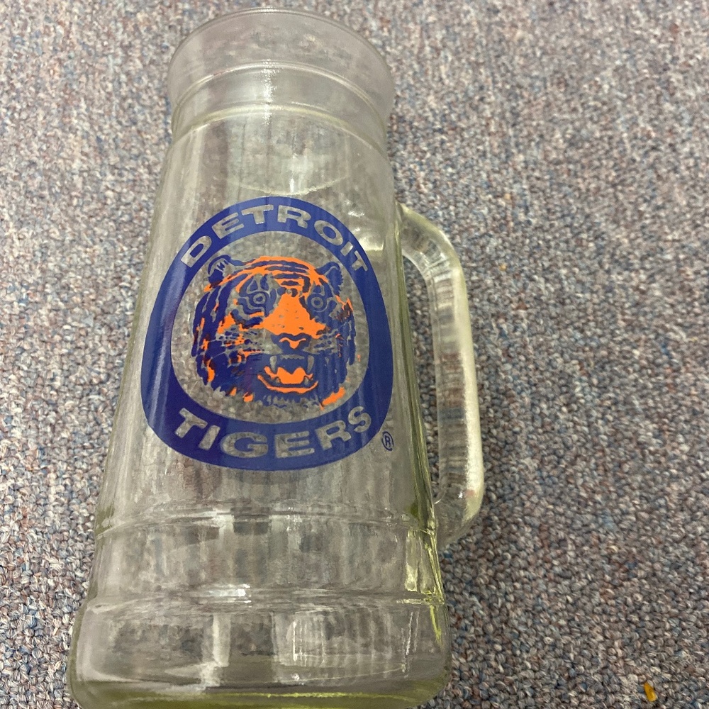7" Vintage Detroit Tigers Logo MLB Baseball Glass Beer Stein